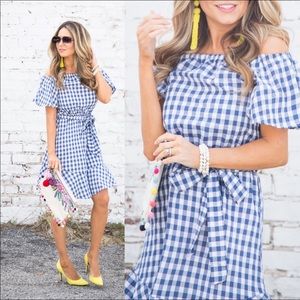NWT Off the Shoulder Gingham Ruffle Dress